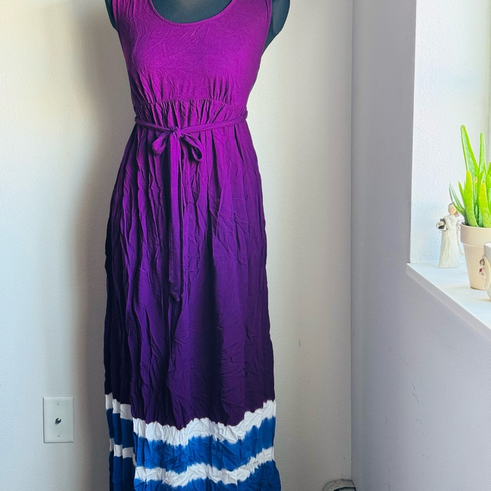 Liz Lange Purple Maxi Dress with Blue and White Details